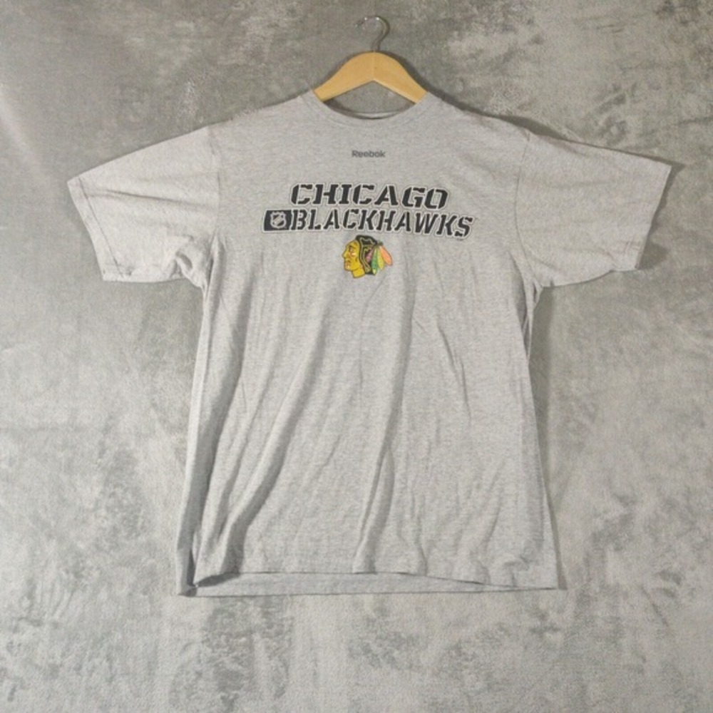 Reebok Shirt Mens Large Gray Chicago Blackhawks Sportswear‎ Activewear